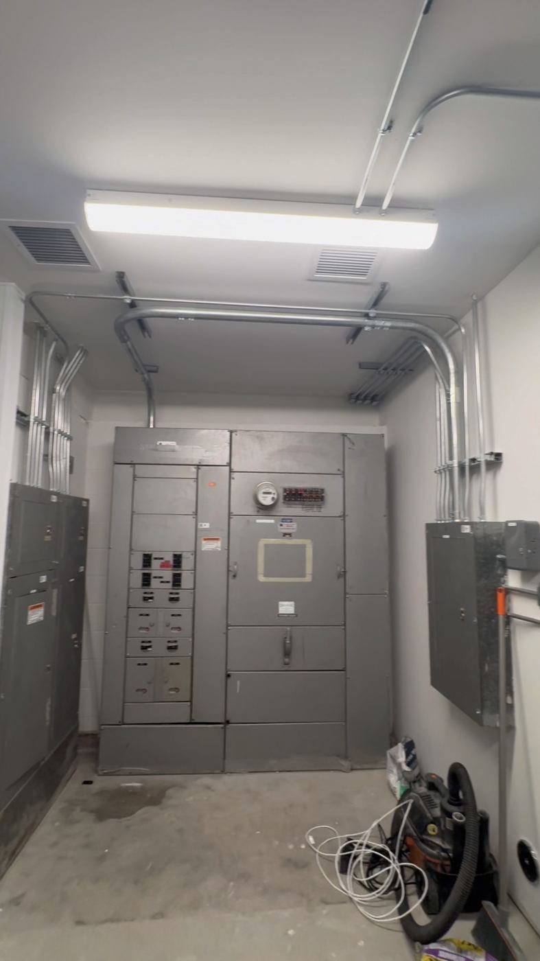 Service room - switchgear, meter, conduit risers